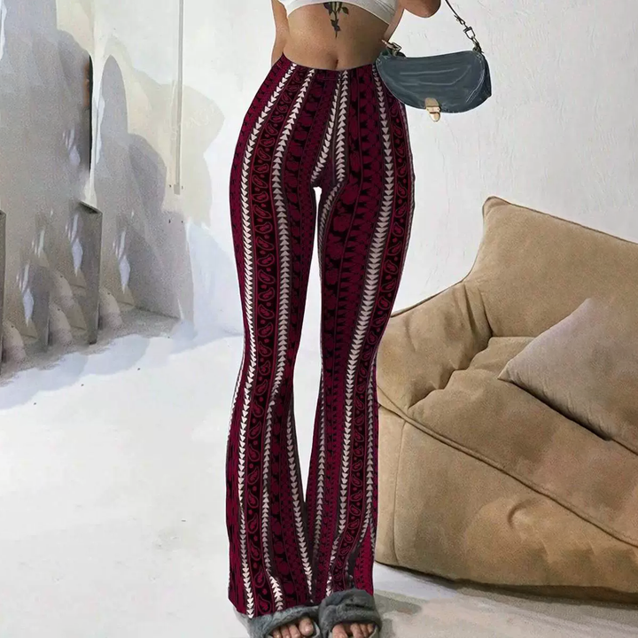 Bohemian-style printed high-elasticity flared leggings