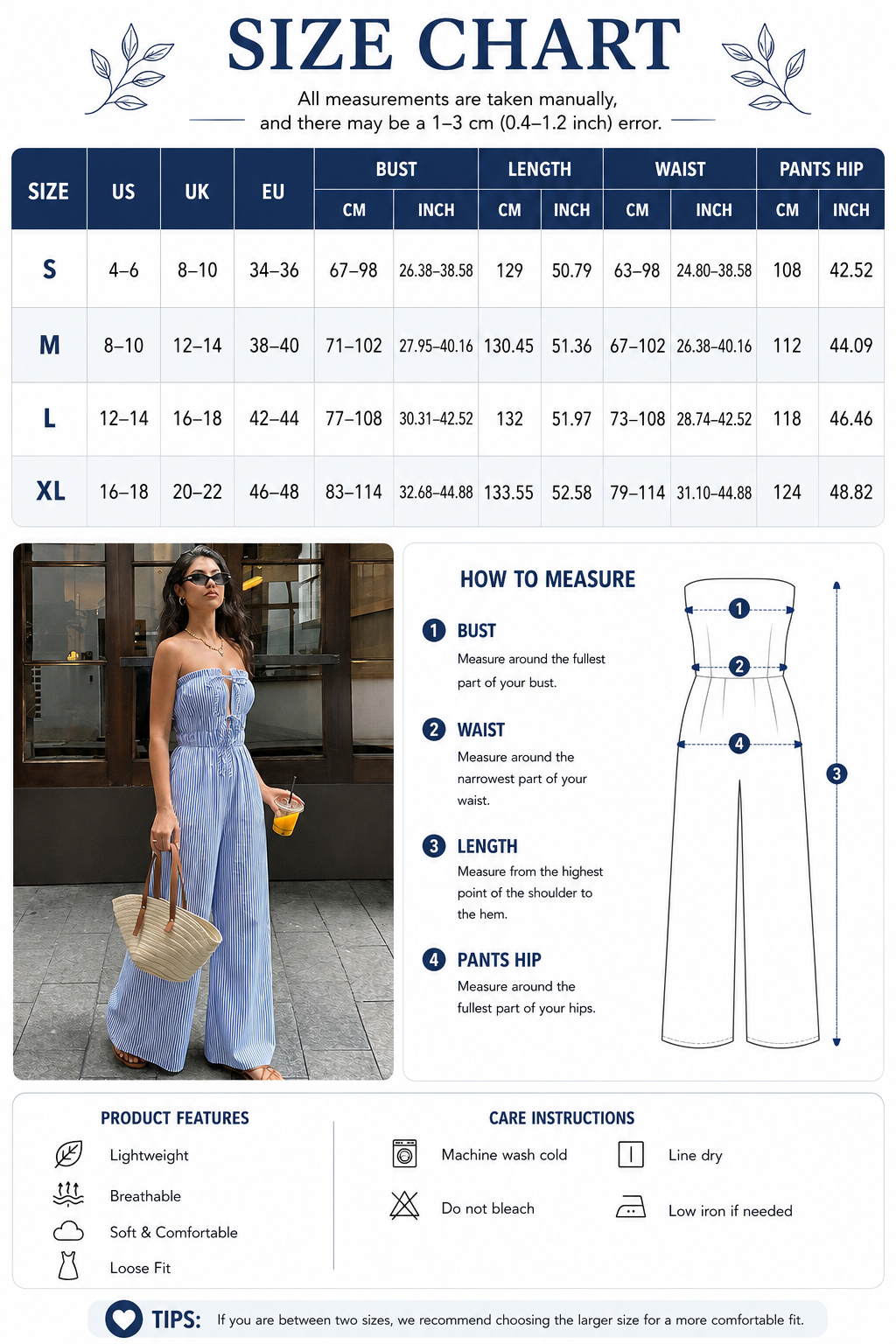 Striped Strapless Wide Leg Jumpsuit