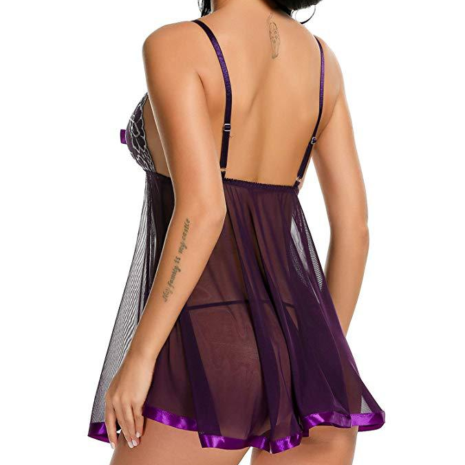 Plus Size Sheer Lace Babydoll – Spaghetti Straps