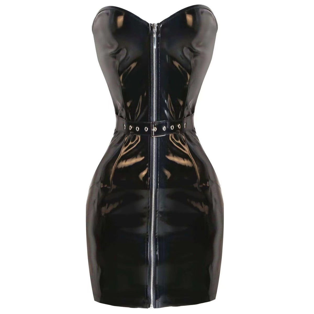 Sexy Zipper Bodycon Leather Dress