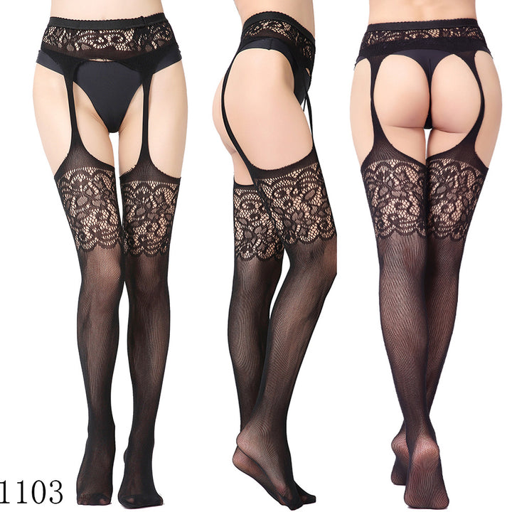 Lace-print stockings