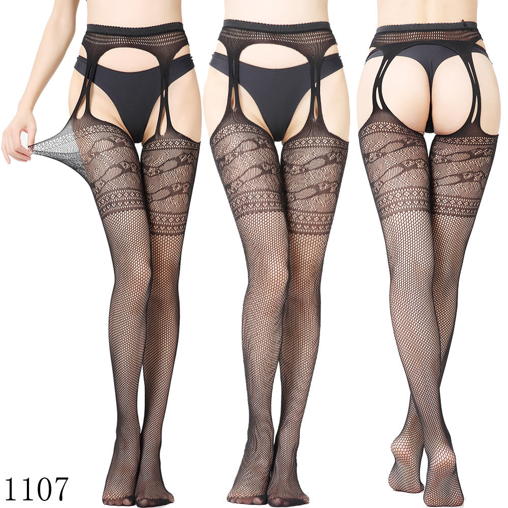 Lace-print stockings