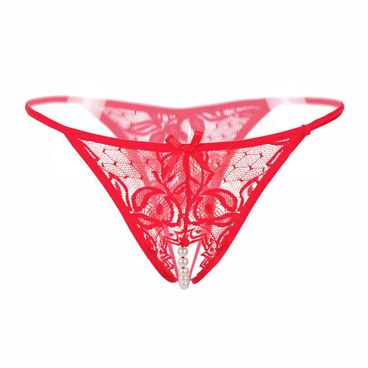 Sexy Pearl Open Crotch Transparent T-Back