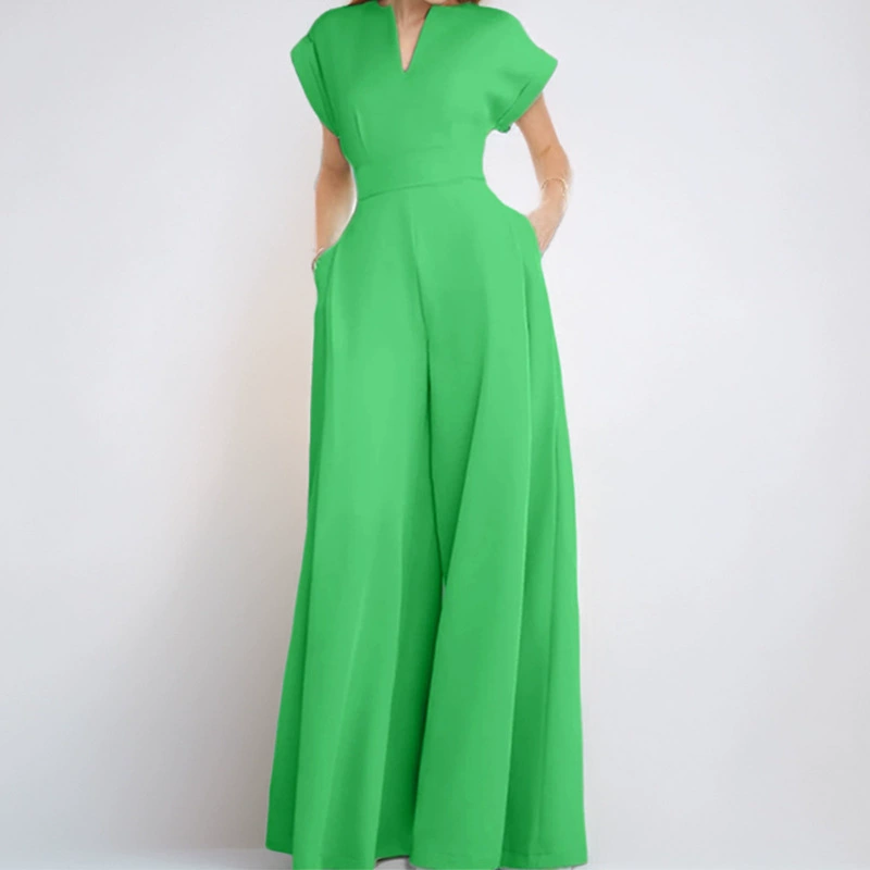 Elegant V-Neck Wide Leg Jumpsuit