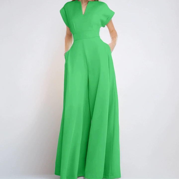 Elegant V-Neck Wide Leg Jumpsuit
