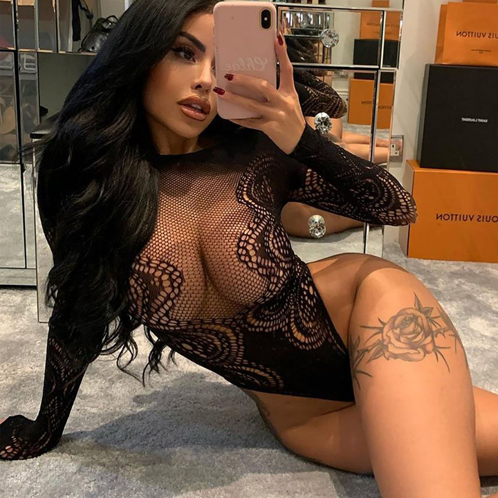 Women’s Sheer Lace Bodysuit – Cutout Design