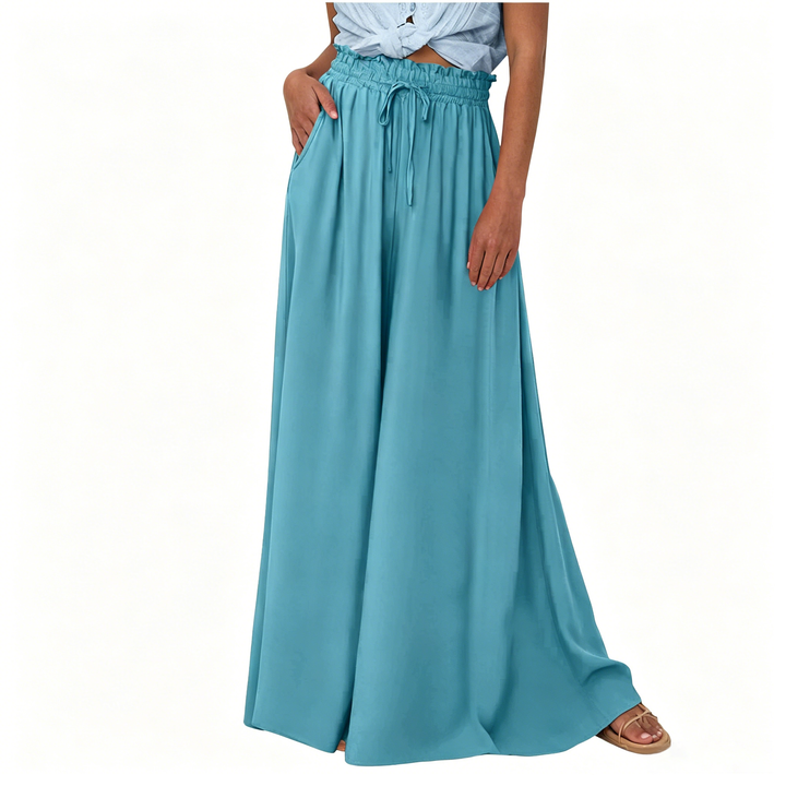 High-Waisted Wide Leg Pants with Pockets