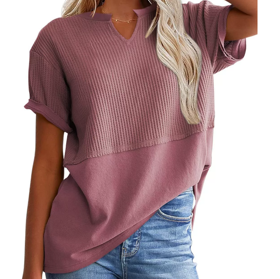 Soft Knit V-Neck Short Sleeve Top