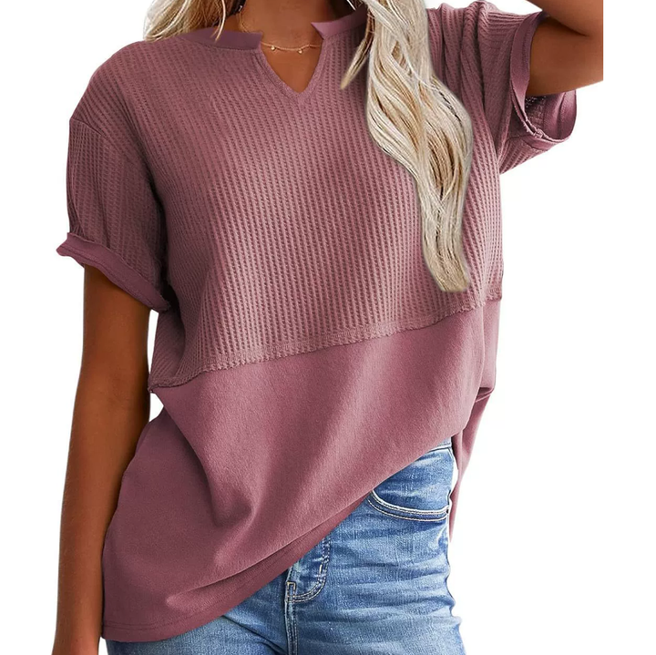 Soft Knit V-Neck Short Sleeve Top