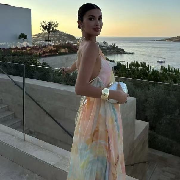 Double Layer Chiffon Tie Dye Maxi Dress