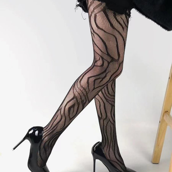 Slim-fit open-crotch leopard print pantyhose