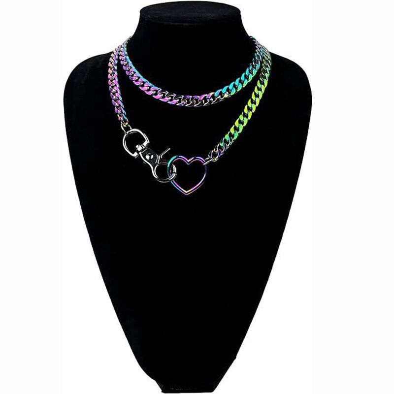 Heart Shaped Multi-Layered Cuban Necklace