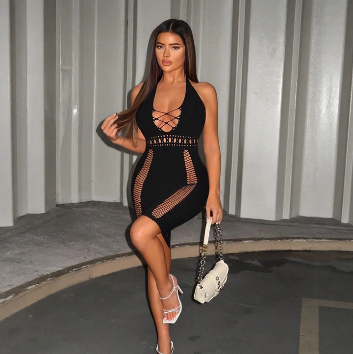 Plus-size sheer knit dress