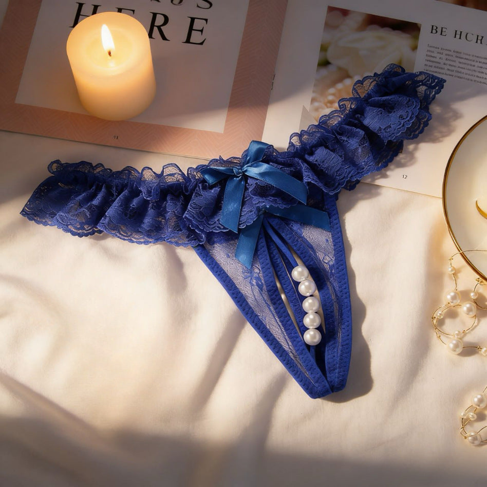 Lace Pearl Detail Thong