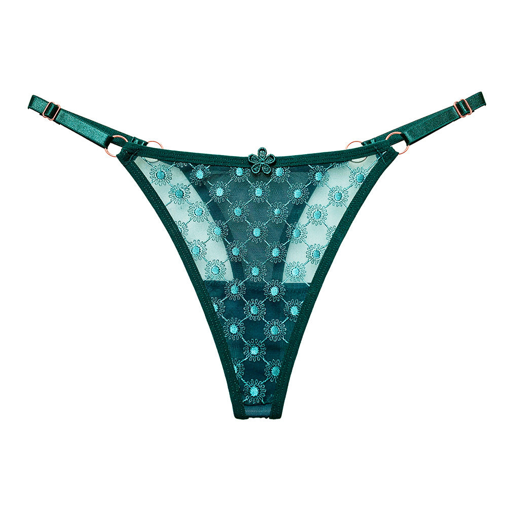 Jacquard thin mesh pure desire low waist adjustable thong