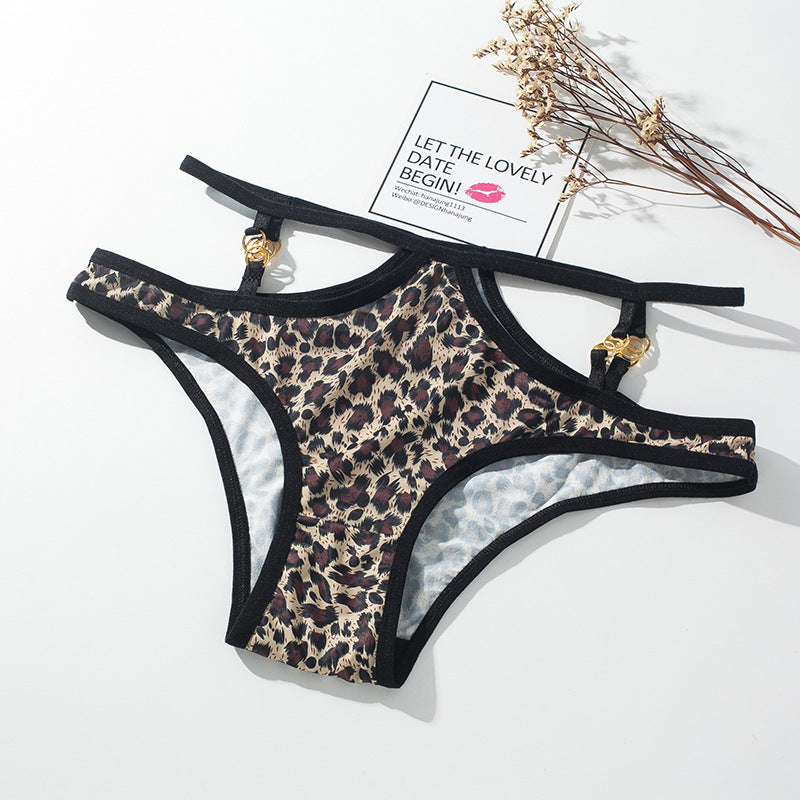 Metal buckle sexy thin strap hollow hip-lifting panties