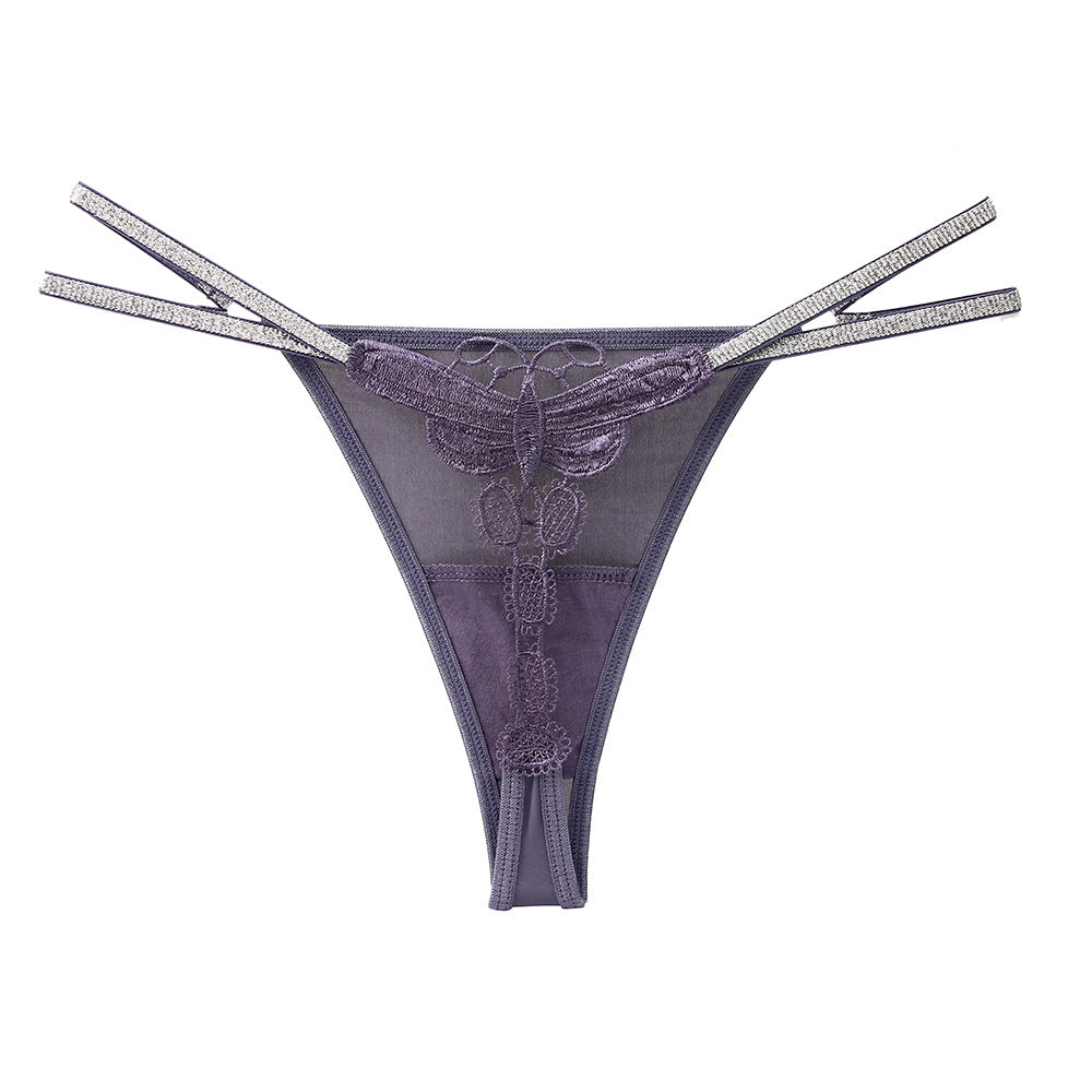 Ice Silk Seamless Sexy Water-soluble Flower Embroidery Temptation Thong