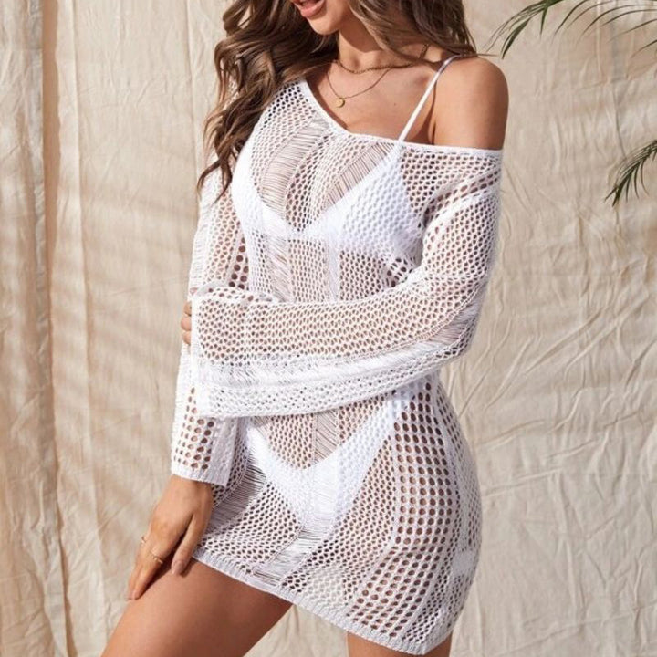 Sheer Knit Backless Bodycon Beach Cover-Up