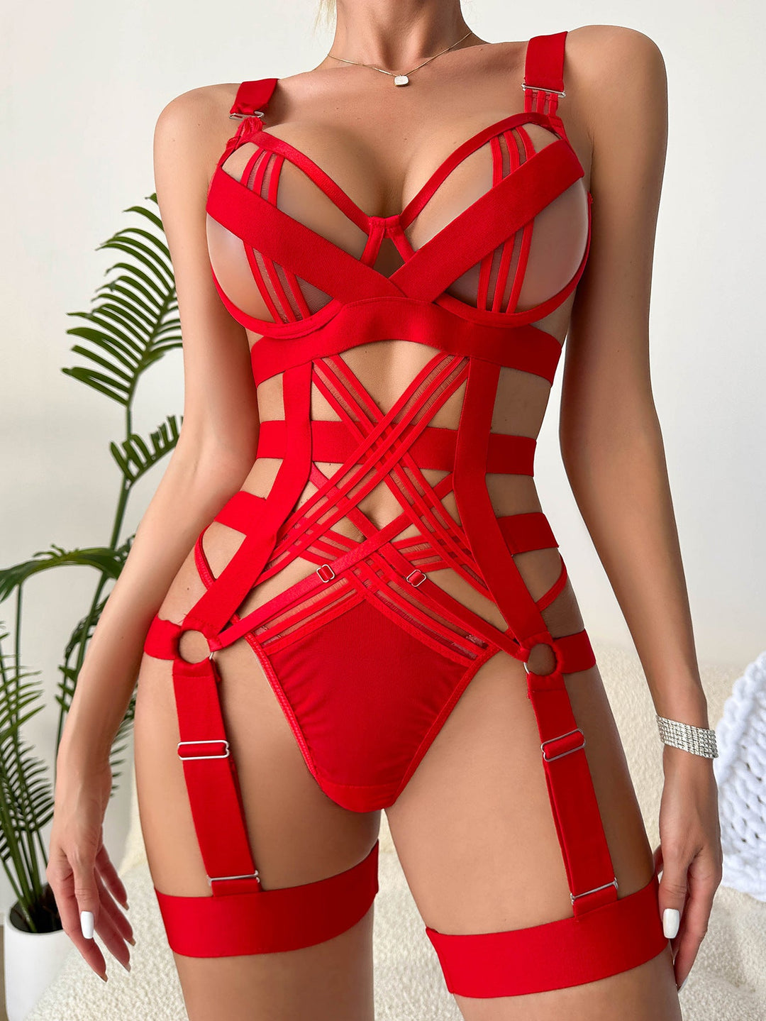 Wild motorcycle strap leg uniform temptation fun suit