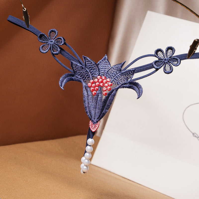 Hollow Pearl Flower Thong