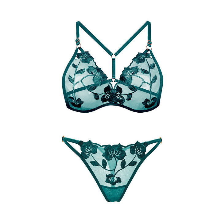 Lace Embroidery Ultra-thin Breathable Temptation Bra Set
