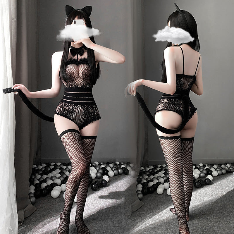Sexy catwoman lingerie bodysuit set