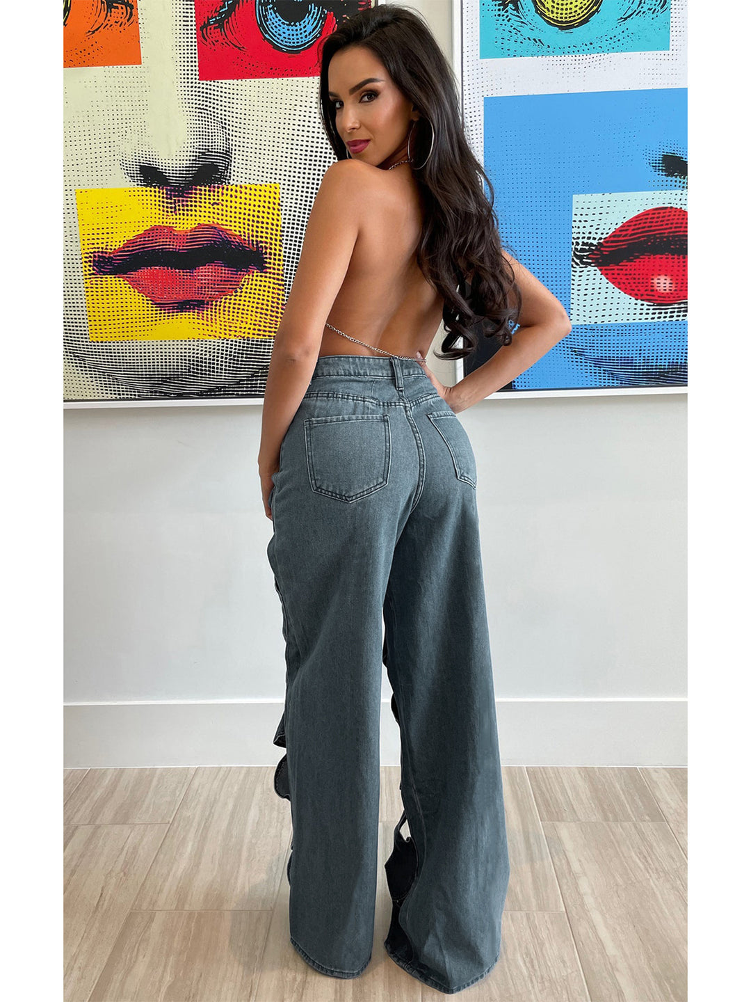 Twist Cutout Straight-Leg Denim Jeans