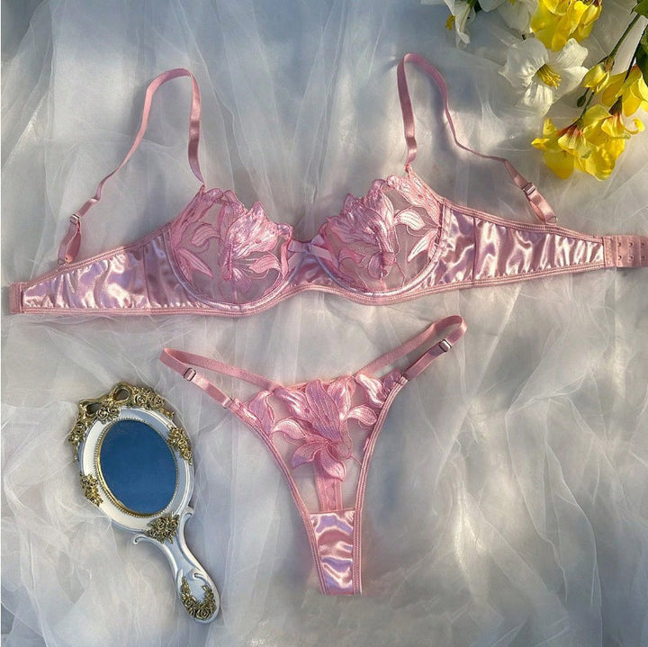 Embroidered Sexy Lingerie Bra Set