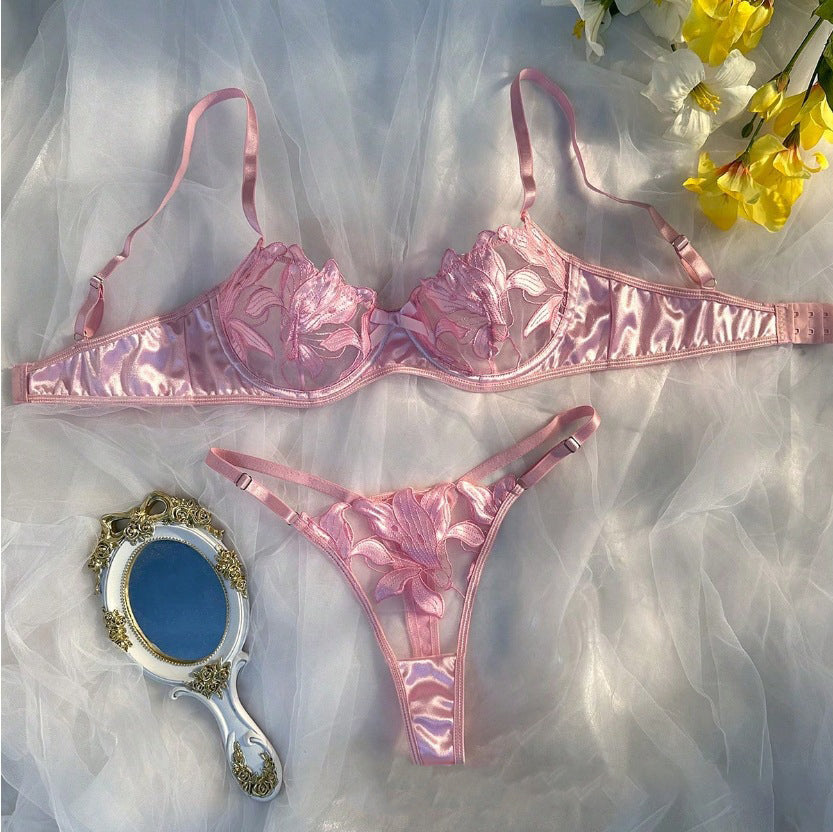 Embroidered Sexy Lingerie Bra Set