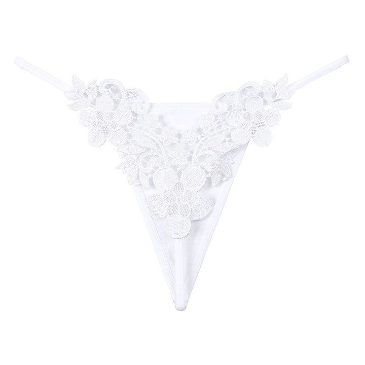 Low-rise strappy embroidered thong