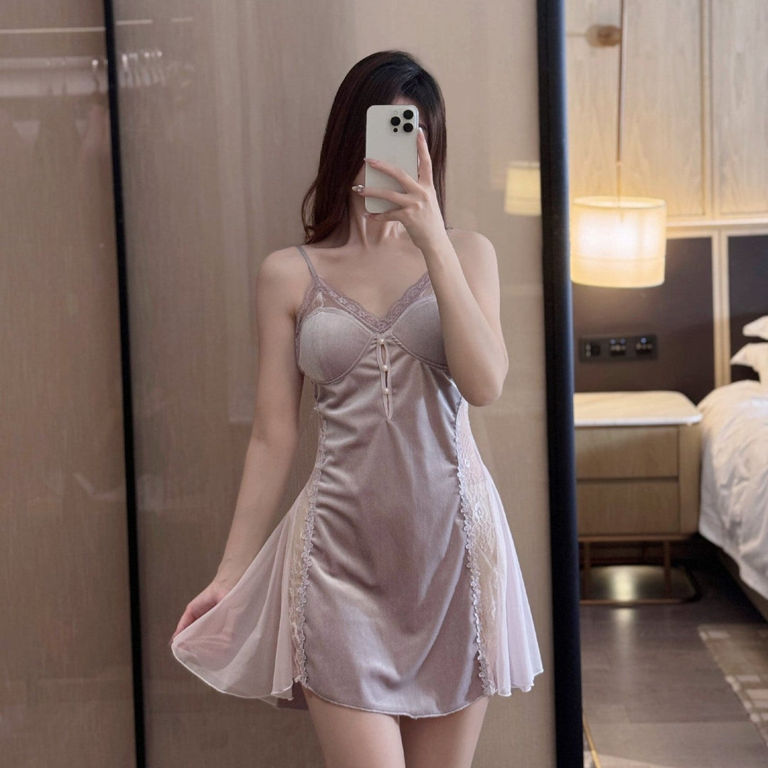 Velvet V-neck robe set