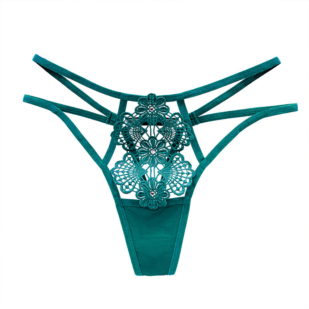 Tempting hot diamond embroidery see-through thin sexy panties