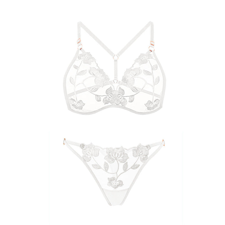 Lace Embroidery Ultra-thin Breathable Temptation Bra Set