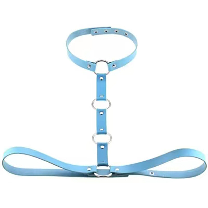 Leather bondage belt collar leash