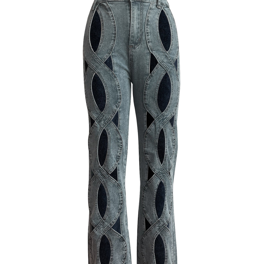 Twist Cutout Straight-Leg Denim Jeans