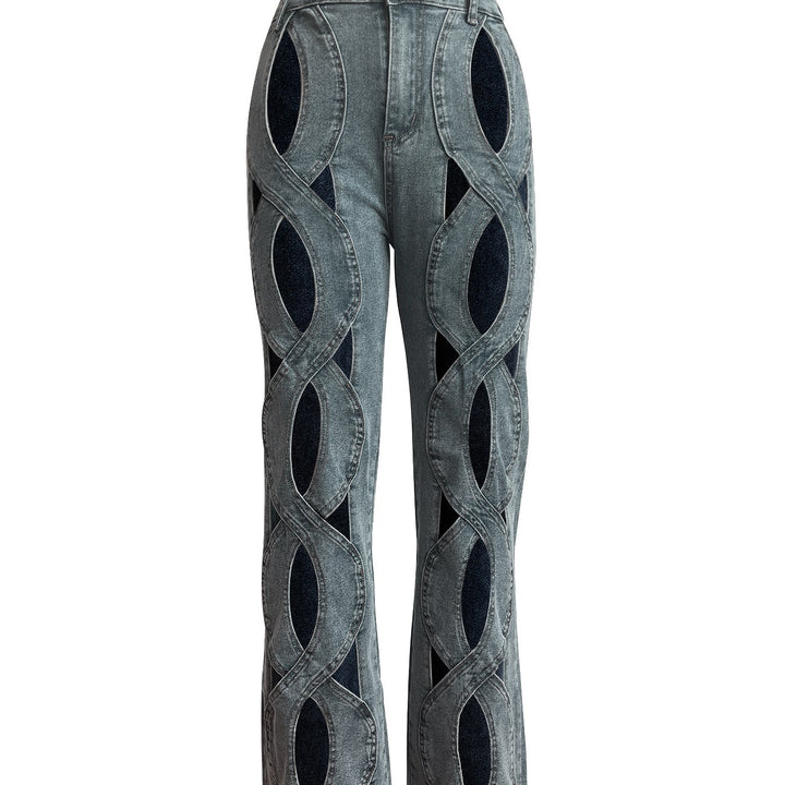 Twist Cutout Straight-Leg Denim Jeans