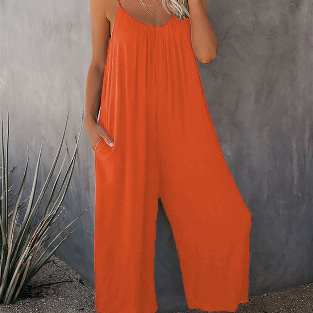 Spaghetti Strap Wide Leg Jumpsuit