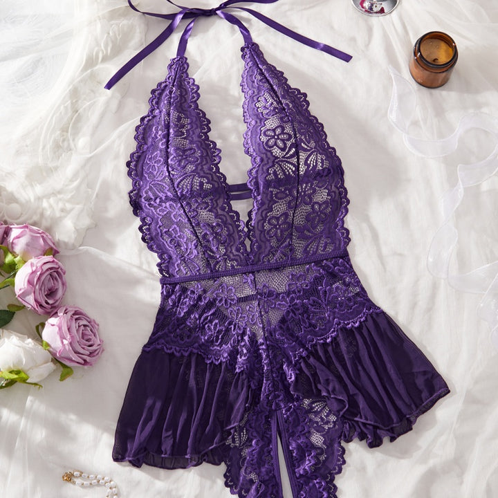Lace-up Sheer Sleeveless Bodysuit