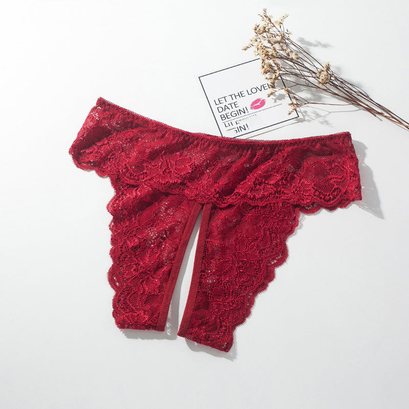 Tempting open crotch lace sexy panties