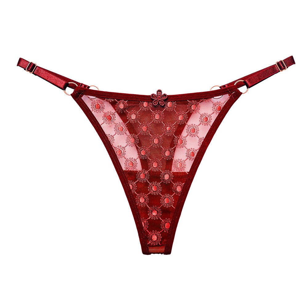 Jacquard thin mesh pure desire low waist adjustable thong