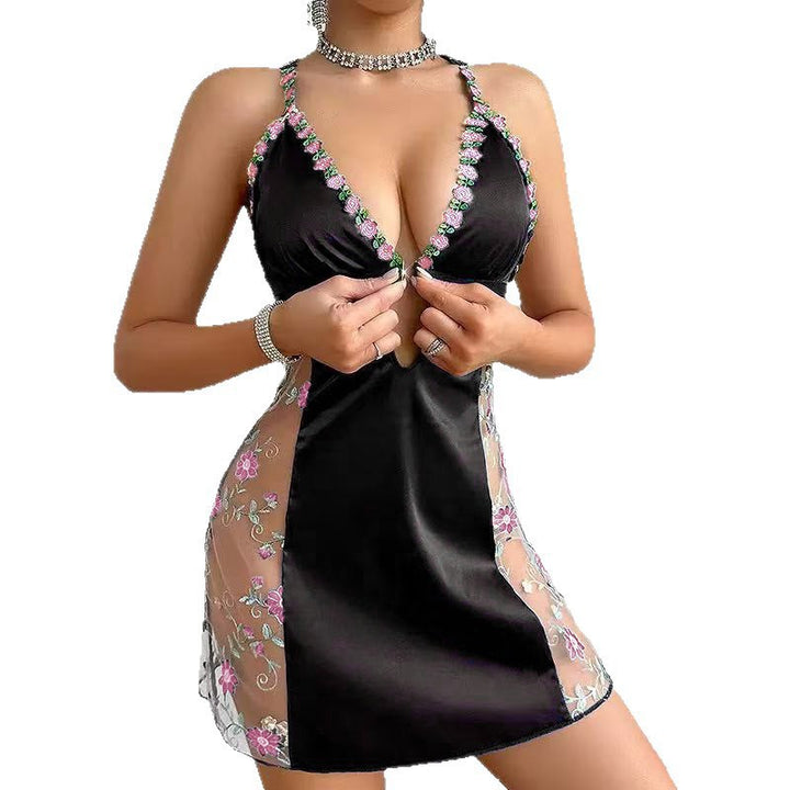 Embroidered V-Neck Slip Dress Set