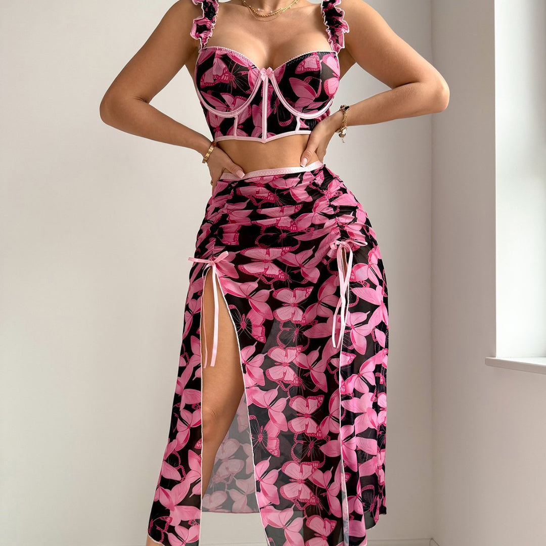 Printed Hollow-out Resort Set