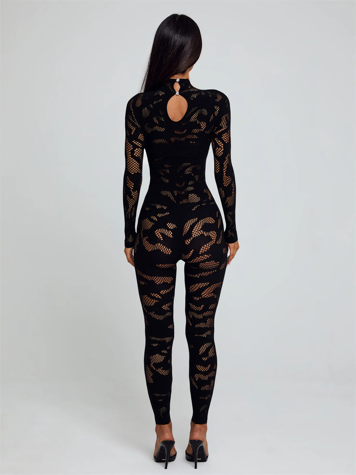 Long-sleeved seamless knitted bodysuit
