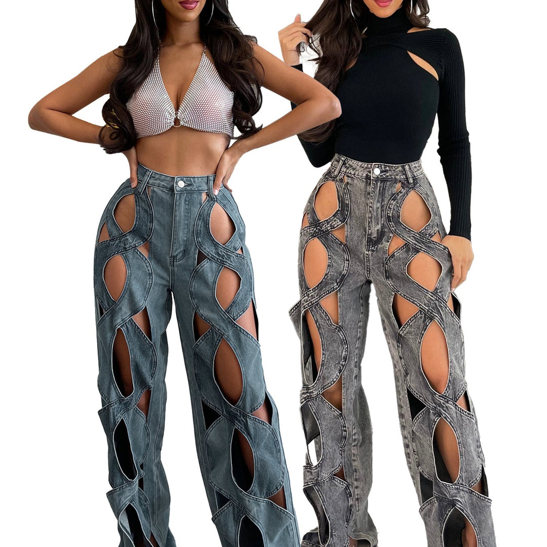 Twist Cutout Straight-Leg Denim Jeans