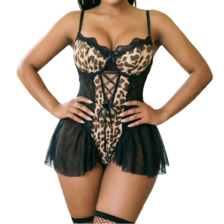 Leopard Mesh Slip Dress (Plus Size)