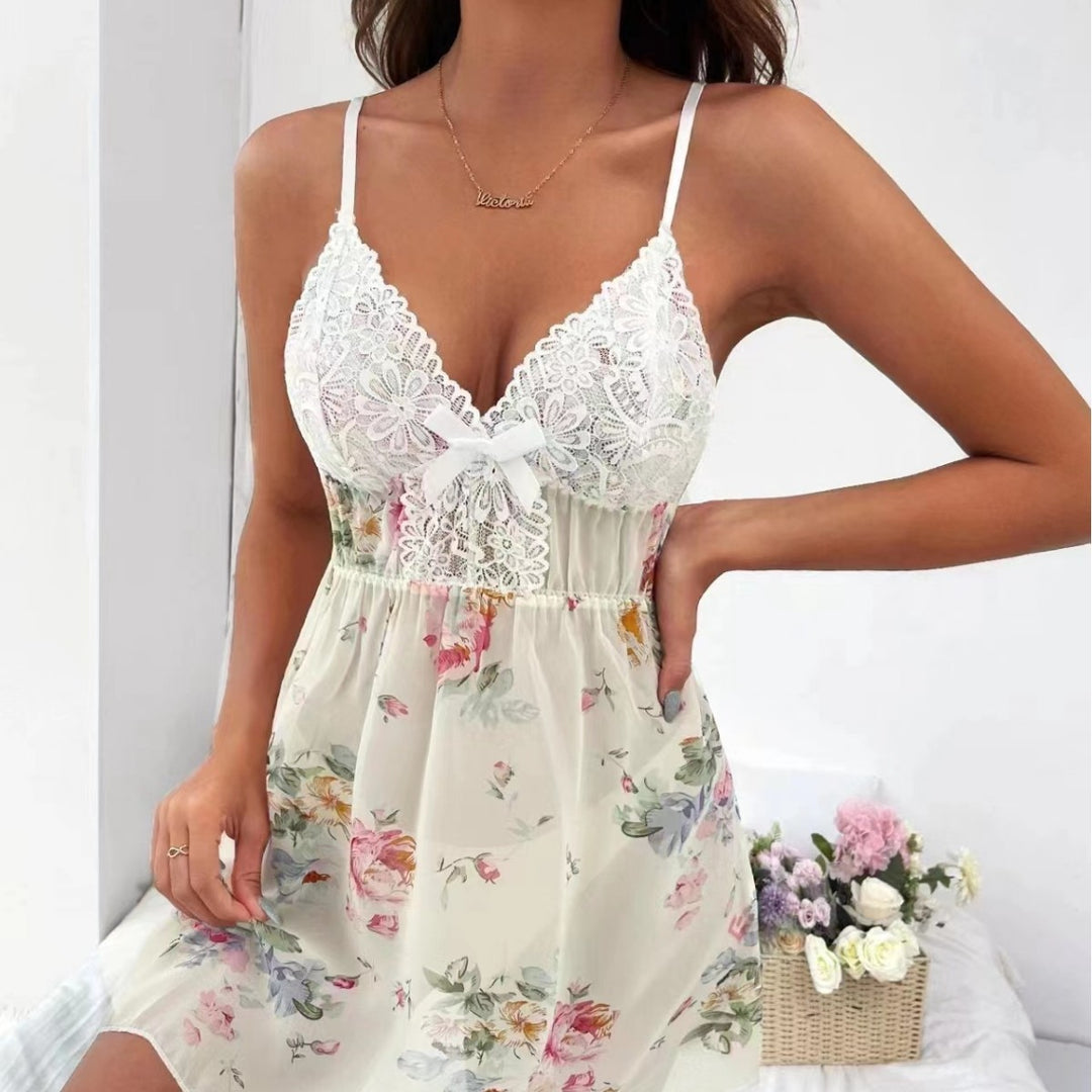 Sweet Chiffon Lace Pajamas - Soft Loungewear
