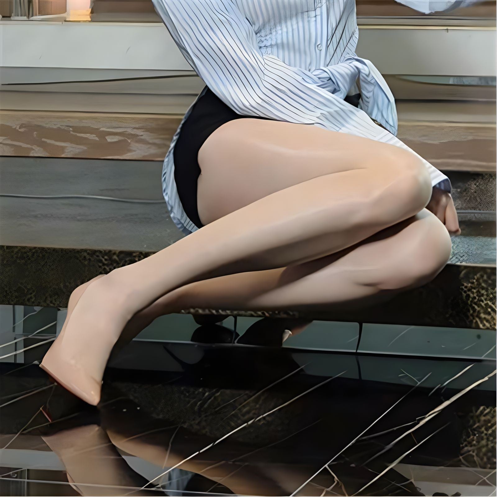 Shiny sexy open crotch stockings