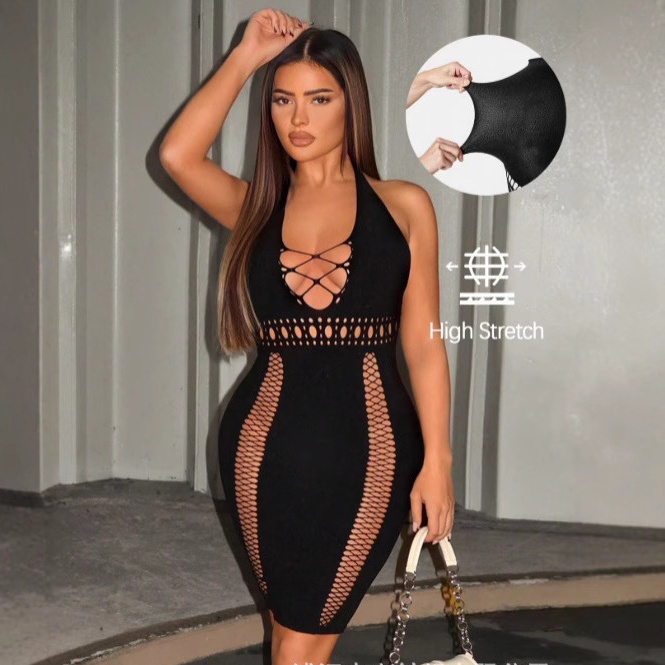 Plus-size sheer knit dress