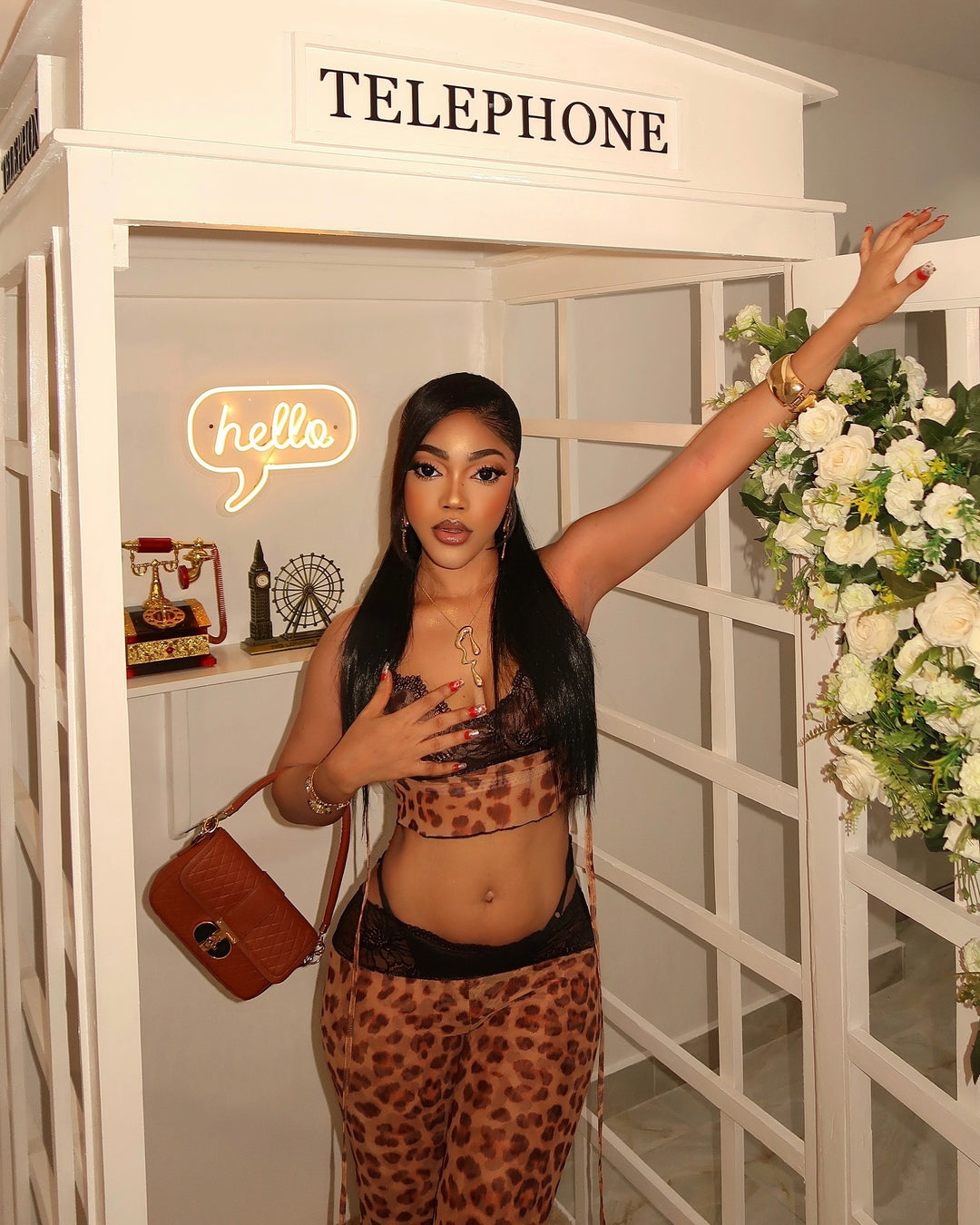 Leopard Lace Patchwork Camisole &amp; Pants Set