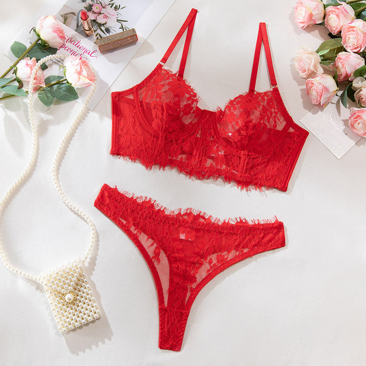 Fishbone bra camisole bra top briefs lace underwear set